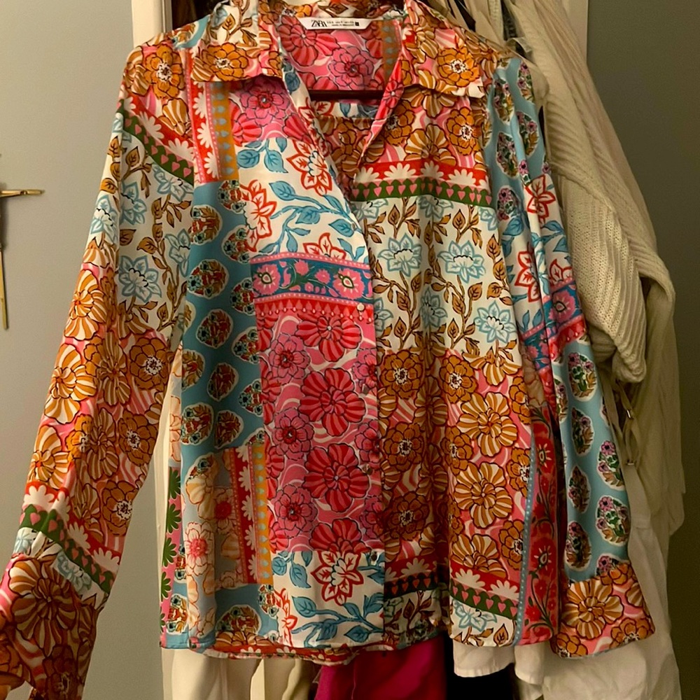 Brand New Patterned Zara Blouse